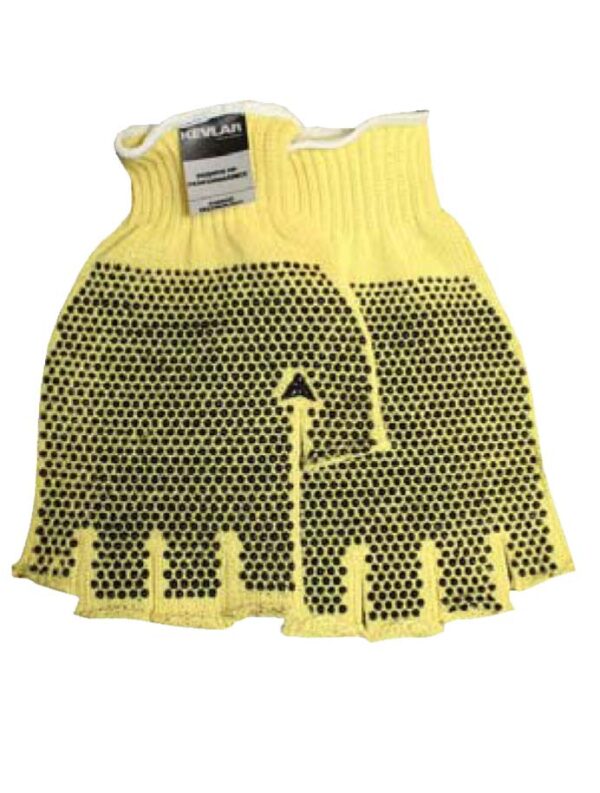 Half finger Kevlar Seamless Machine Knit PVC dotted glove