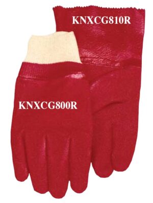 Red pvc crinkle finish glove