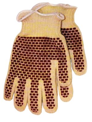 Kevlar machine knit nitrile block PVC dotted glove