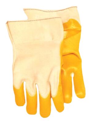 yellow pic smooth palm coated band top coated gloves